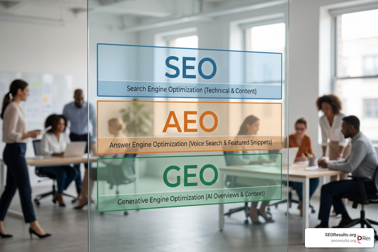 Comparing the three layers of modern search: SEO, AEO, and GEO Comparing the three layers of modern search: SEO, AEO, and GEO