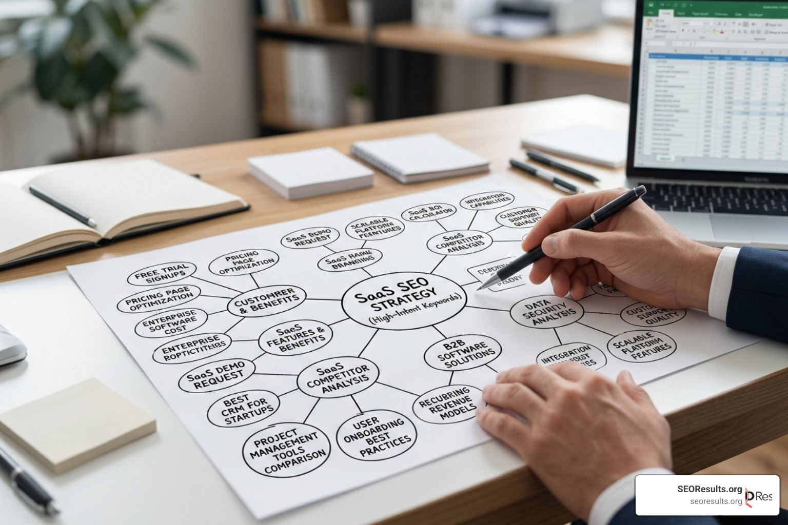 Image: SaaS content cluster model targeting high-intent buyer keywords Image: SaaS content cluster model targeting high-intent buyer keywords