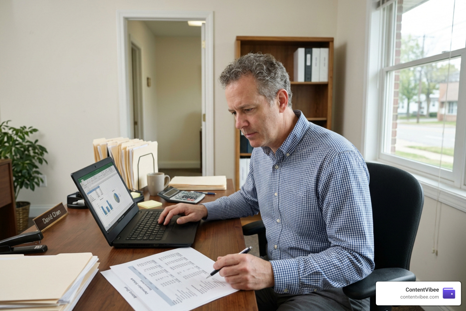 A small business owner reviewing financial statements to plan for changing depreciation schedules