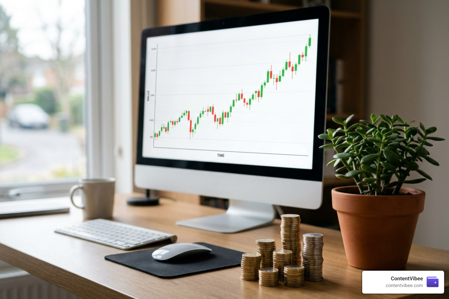 Financial growth and savings concept with a rising chart