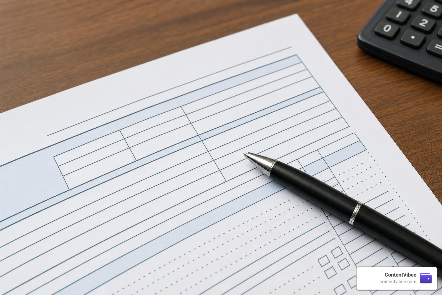 tax form with a pen