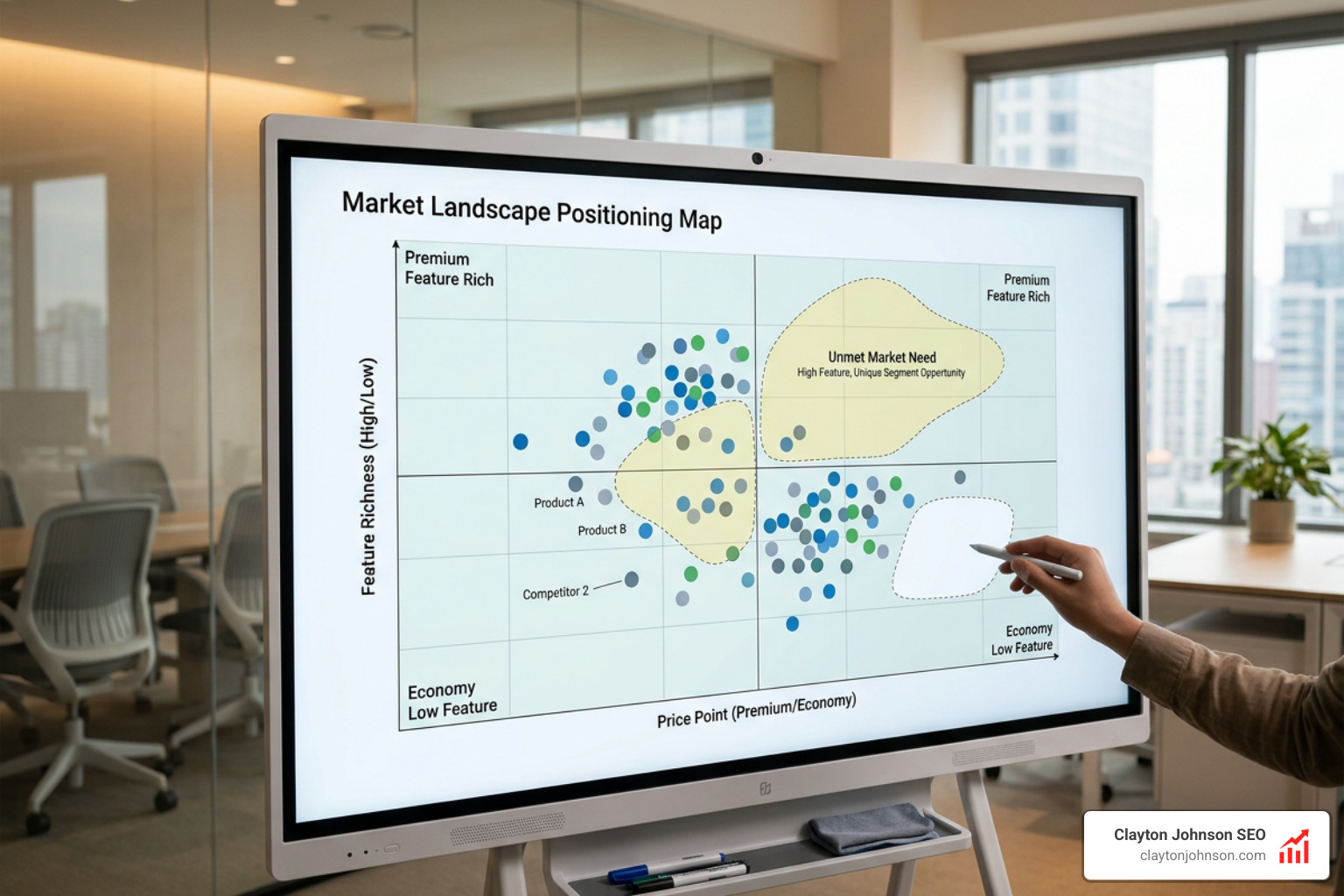 Whitespace analysis diagram on a positioning map showing market opportunities
