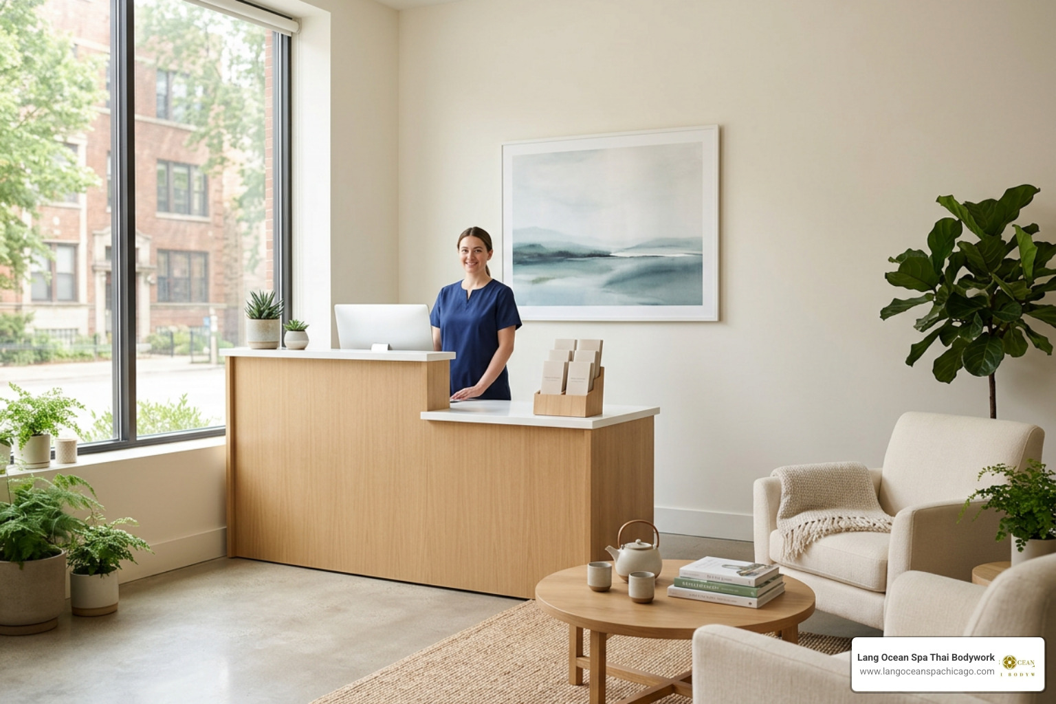 a peaceful Chicago day spa reception a peaceful Chicago day spa reception