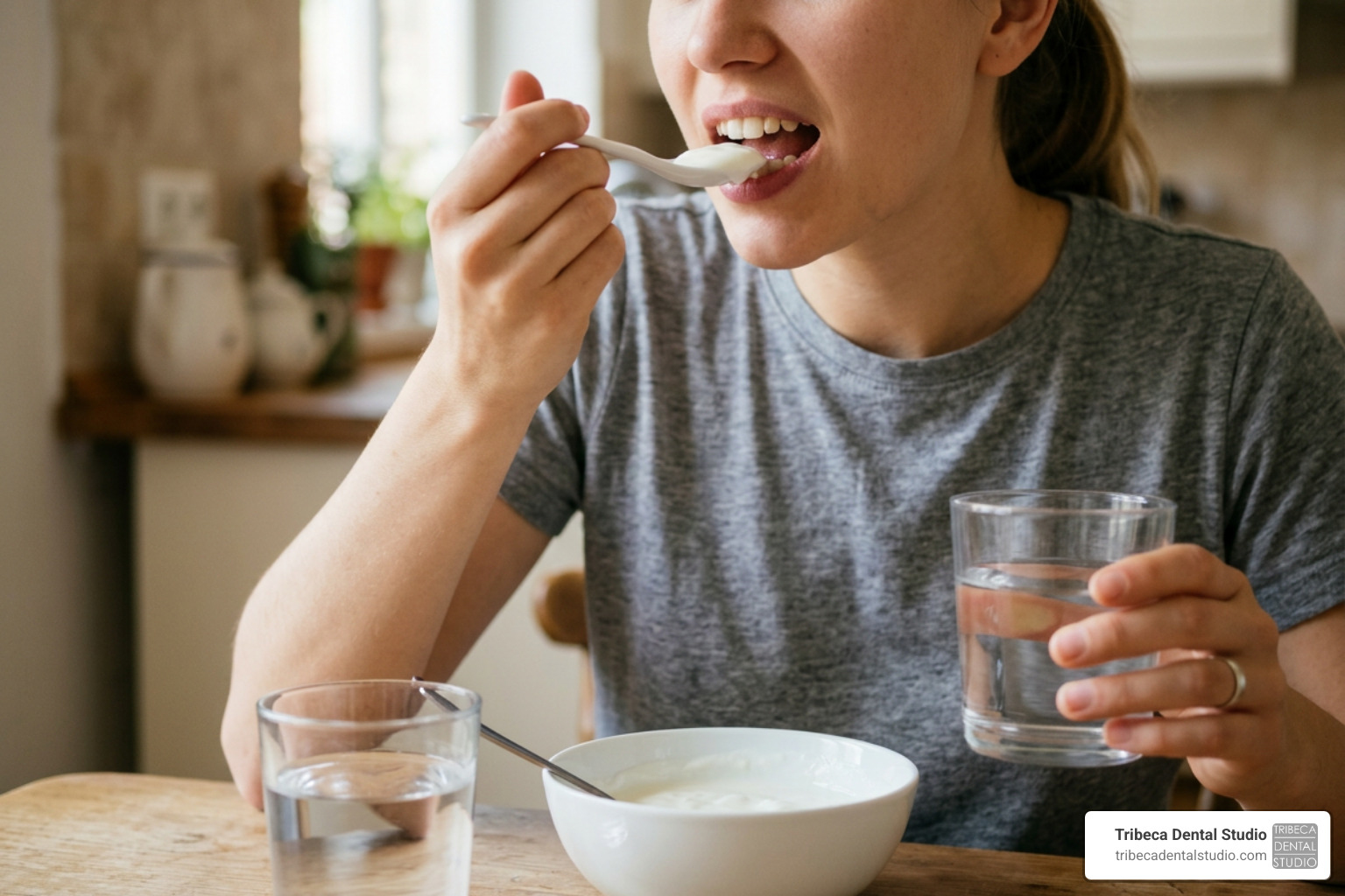 Post filling care soft foods and water for immediate recovery