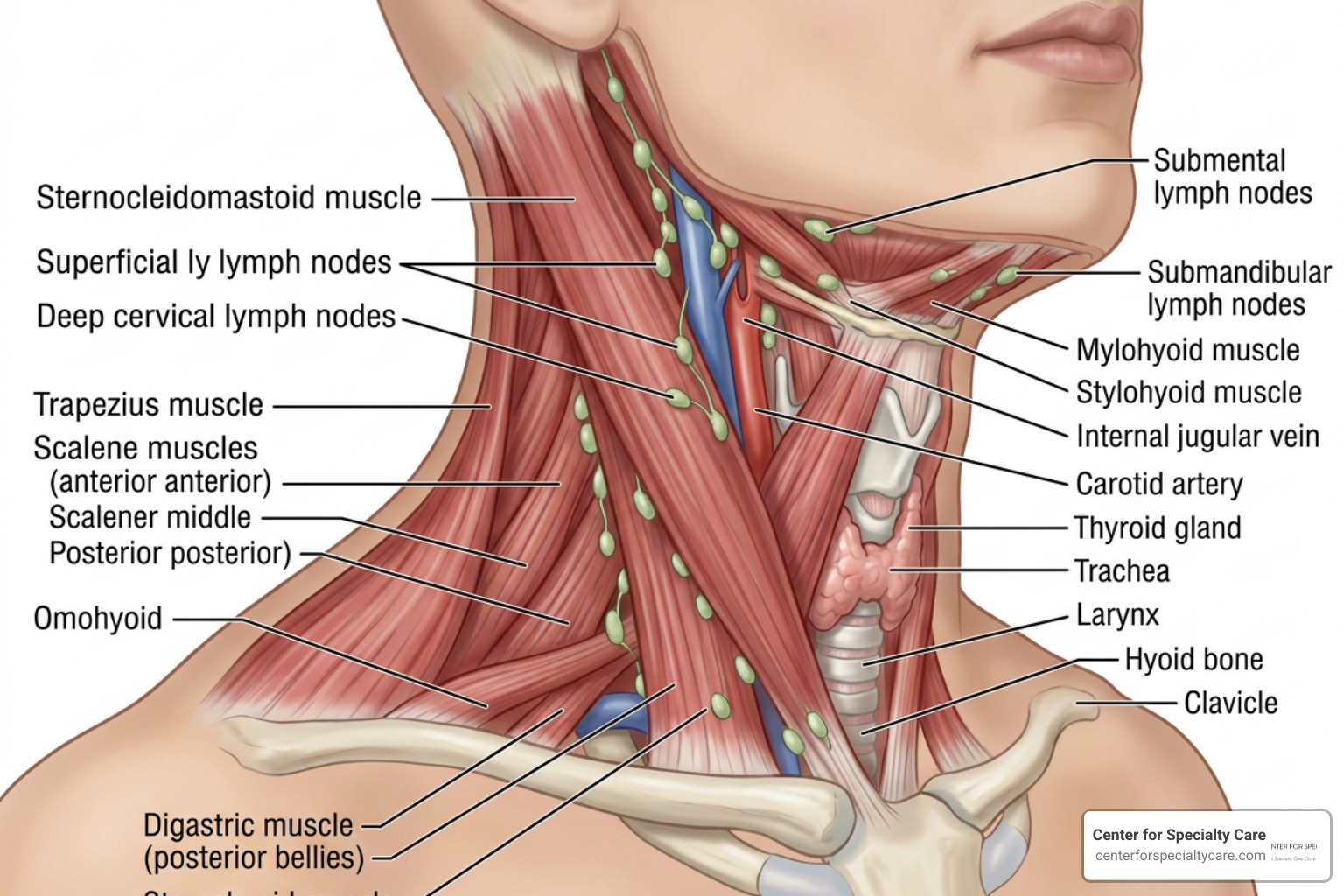 Muscle and lymph node layout of the human neck