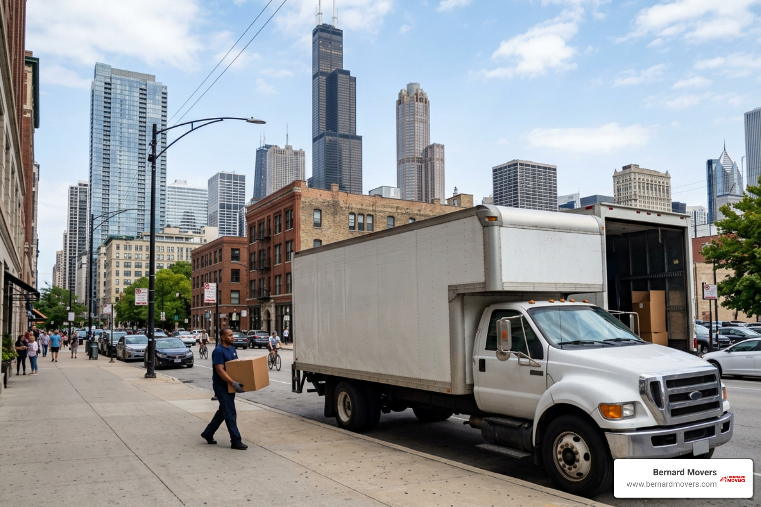 moving truck parked in Chicago moving truck parked in Chicago