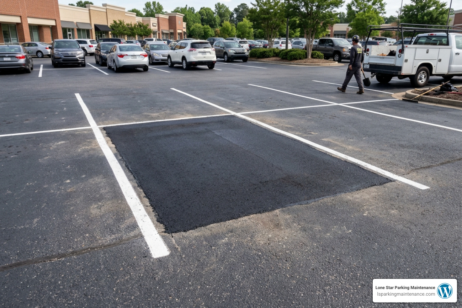 Seamless infrared repair on a commercial parking lot Seamless infrared repair on a commercial parking lot