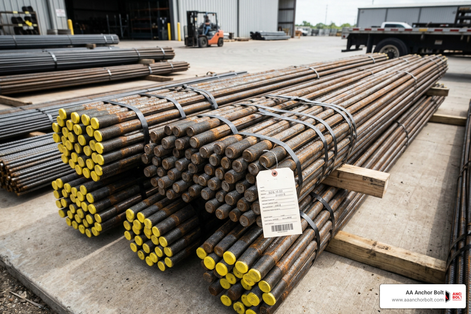 finished threaded rebar bundled and ready for shipment finished threaded rebar bundled and ready for shipment
