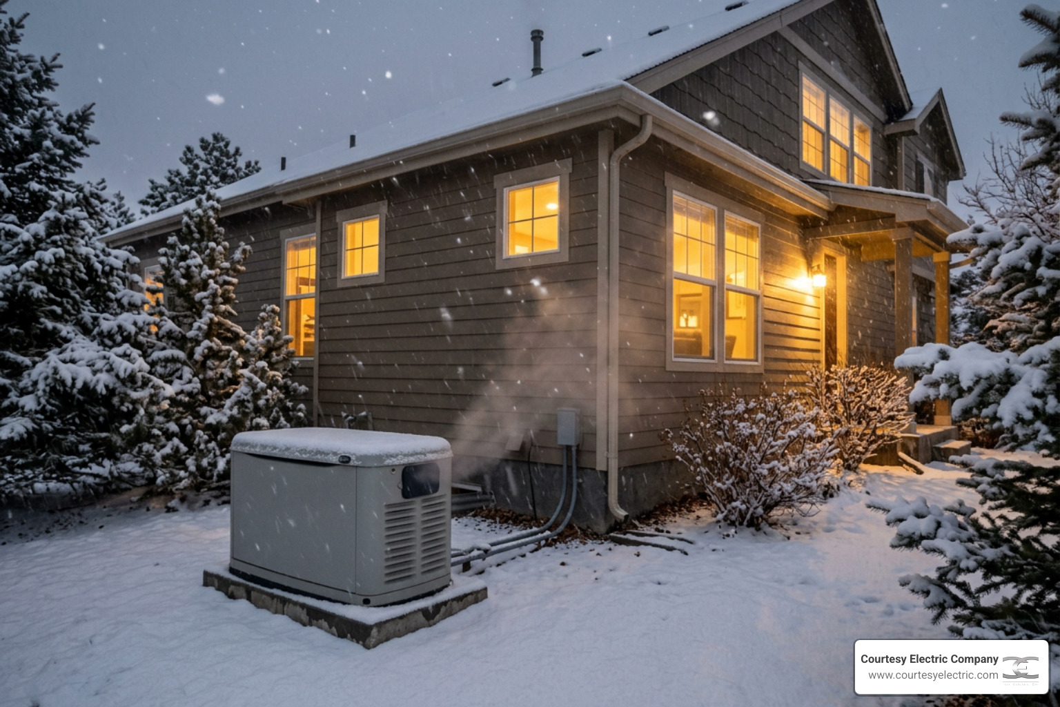 home standby generator operating during a storm in Colorado home standby generator operating during a storm in Colorado