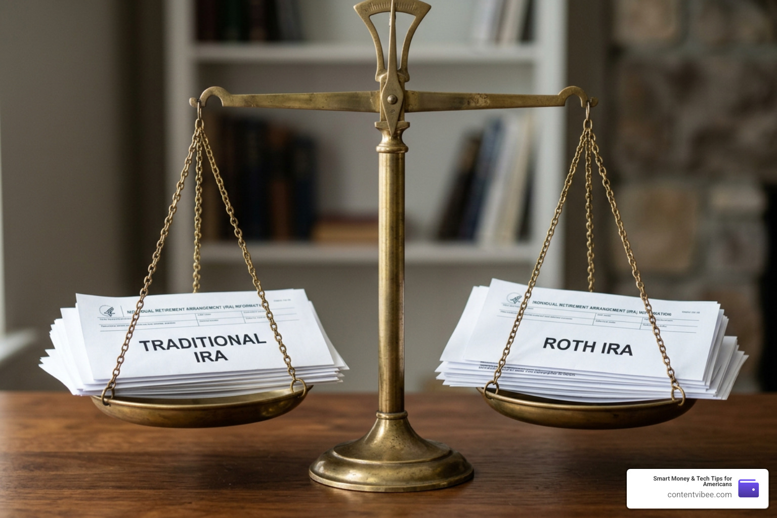 A scale balancing traditional and Roth tax treatments