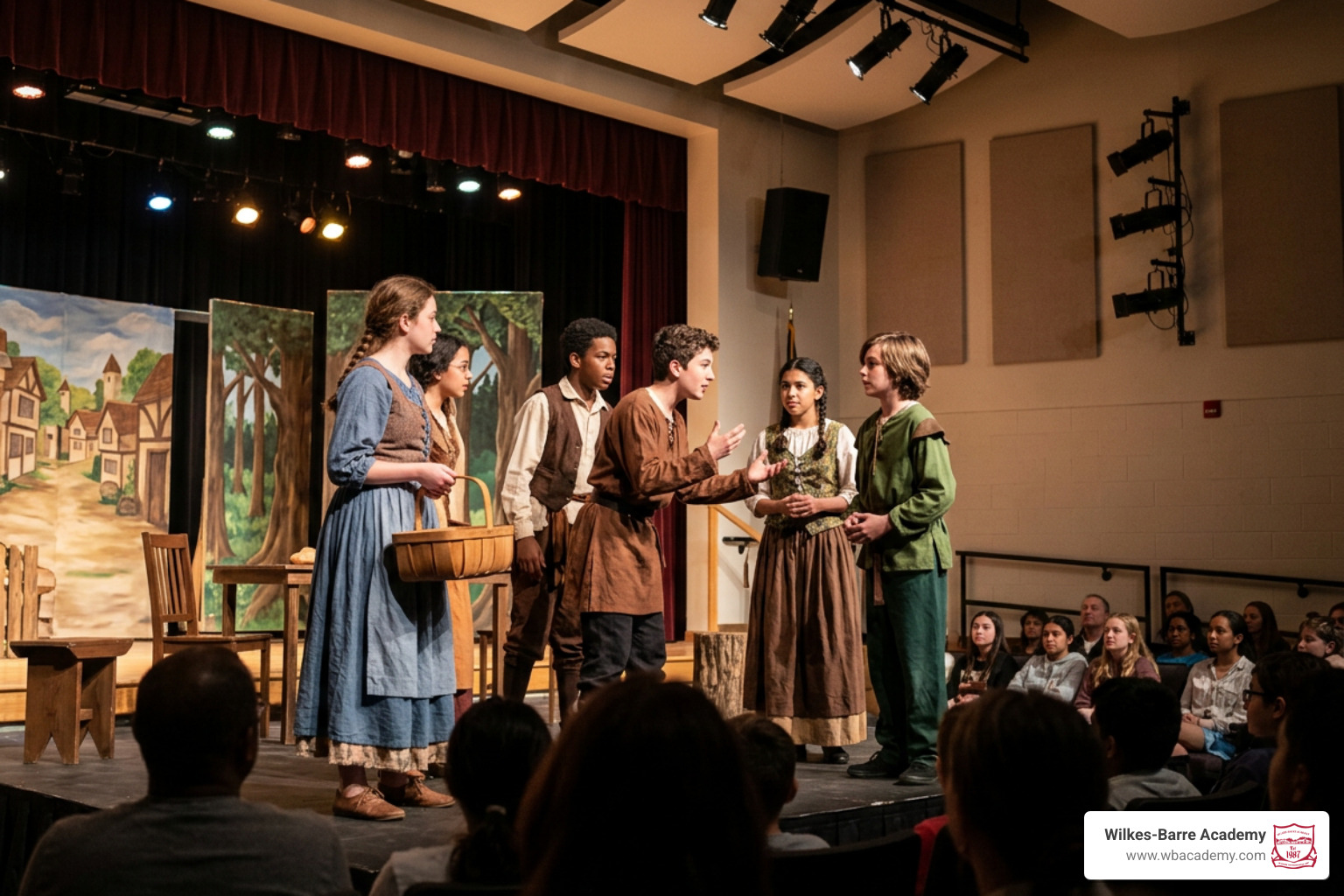 Private school students participating in a theater production Private school students participating in a theater production