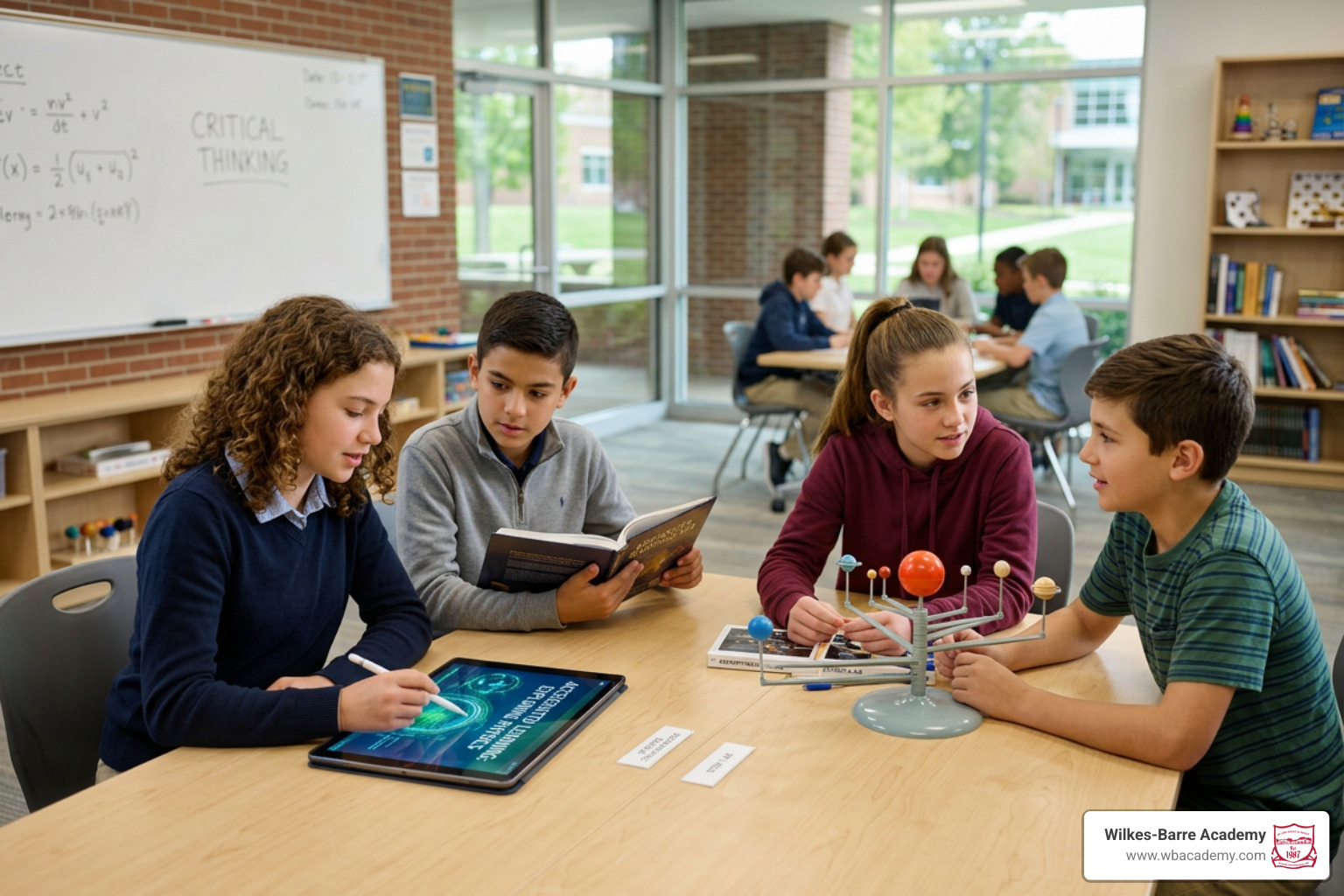 student using an AI-adaptive learning platform in a modern classroom