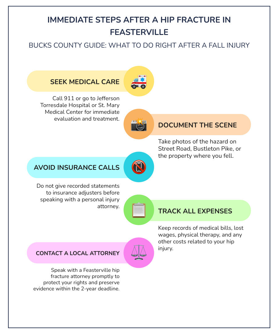Steps to take after a hip fracture in Feasterville, PA - Bucks County guide infographic infographic Steps to take after a hip fracture in Feasterville, PA - Bucks County guide infographic infographic