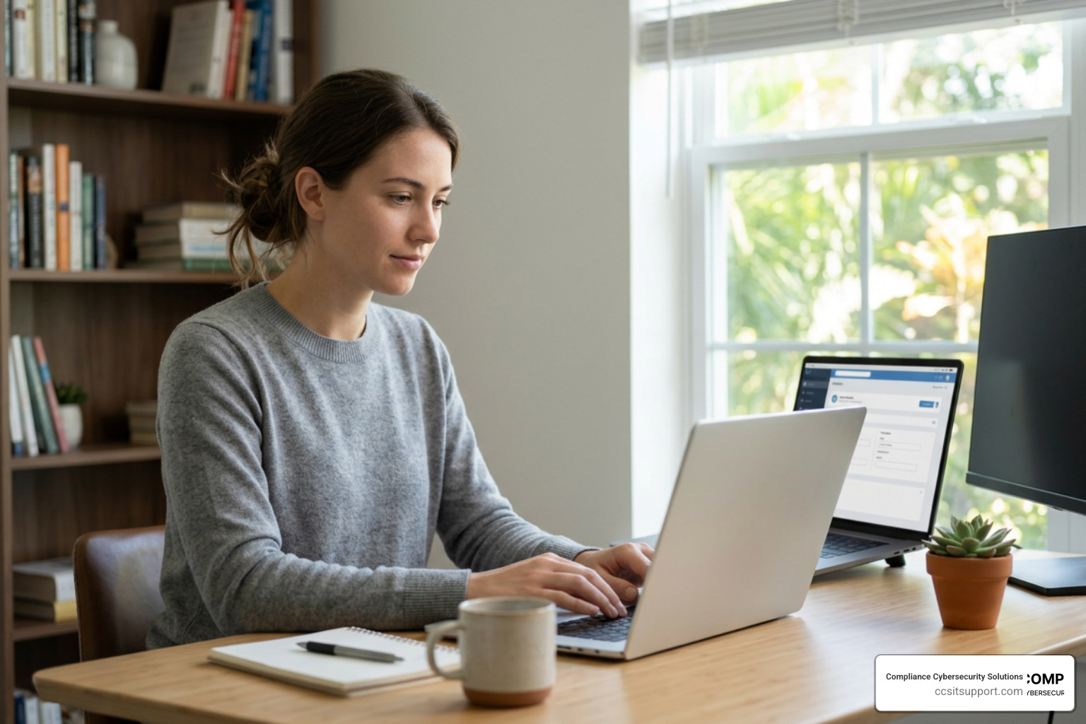 A hybrid remote worker in Florida securely accessing cloud-based IT helpdesk support from home A hybrid remote worker in Florida securely accessing cloud-based IT helpdesk support from home