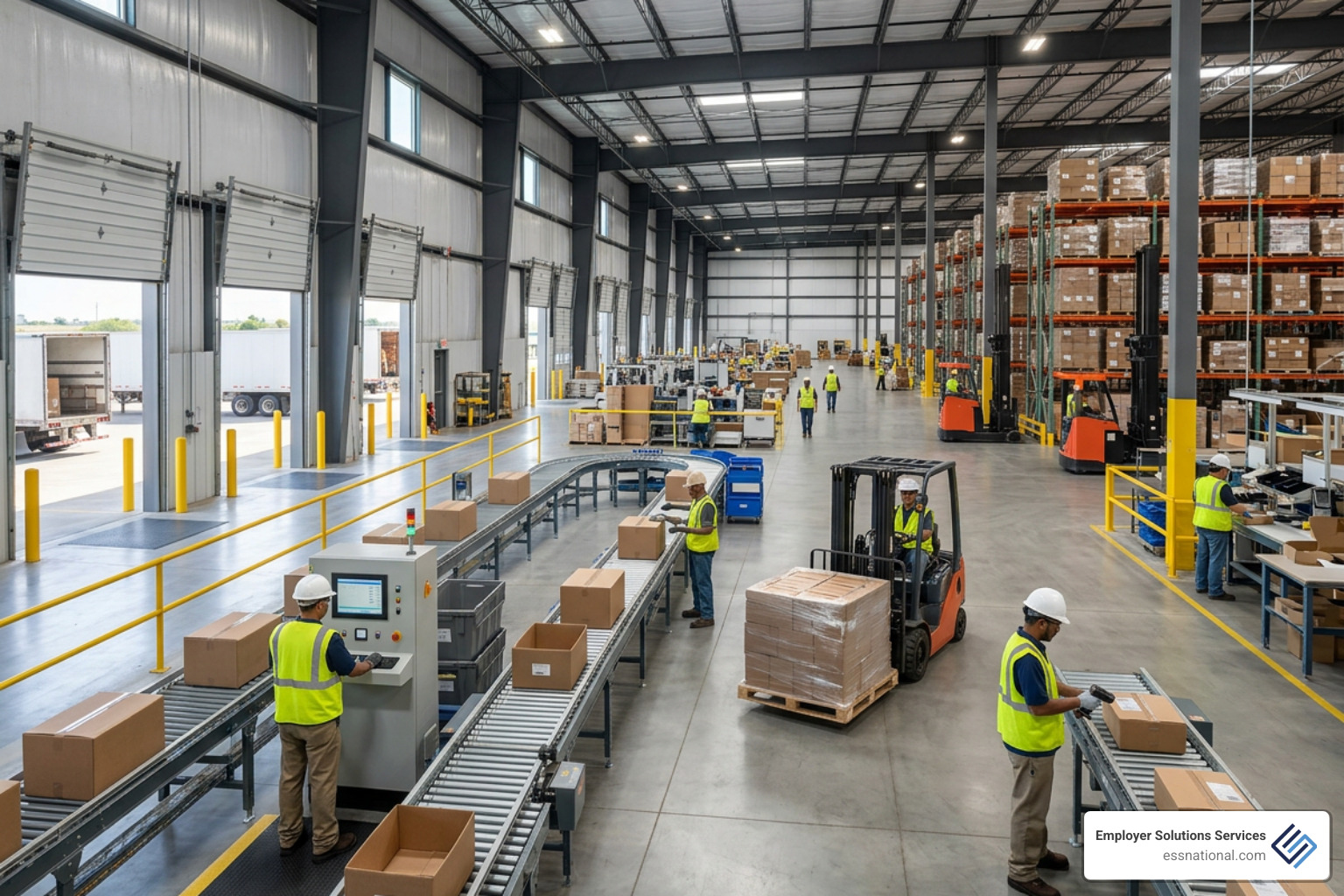 A modern, bustling Texas manufacturing and logistics facility A modern, bustling Texas manufacturing and logistics facility