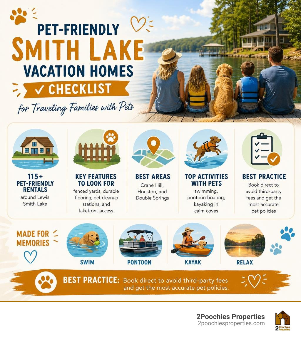 Pet-friendly Smith Lake vacation homes checklist infographic for traveling families with pets infographic Pet-friendly Smith Lake vacation homes checklist infographic for traveling families with pets infographic