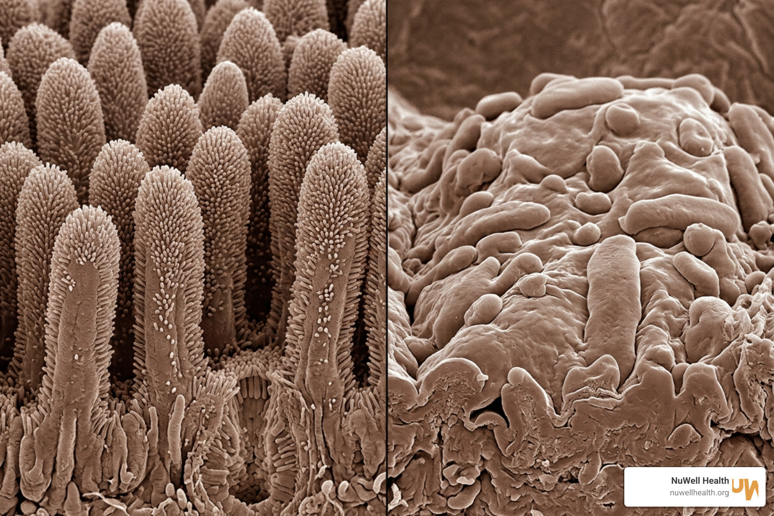 healthy versus damaged intestinal villi celiac disease healthy versus damaged intestinal villi celiac disease