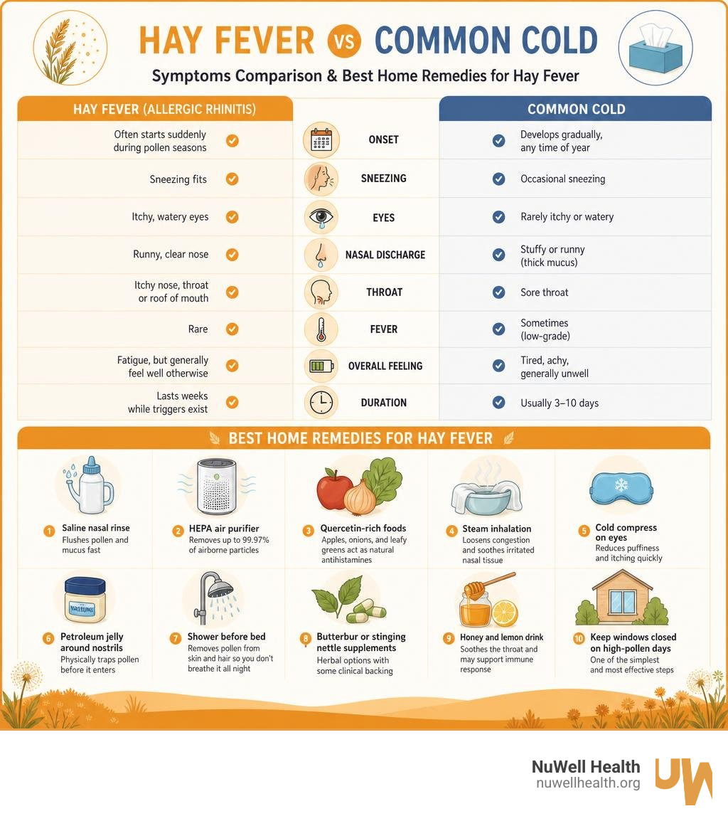 infographic showing best home remedies for hay fever vs common cold symptoms comparison infographic infographic showing best home remedies for hay fever vs common cold symptoms comparison infographic