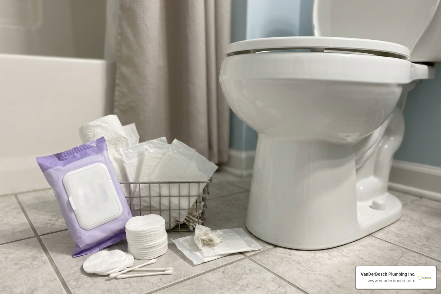 non-flushable items next to a toilet non-flushable items next to a toilet