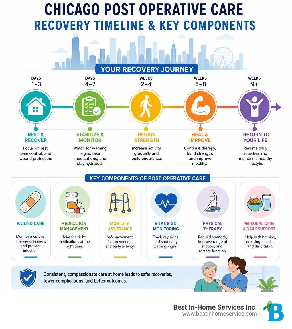 Chicago post operative care recovery timeline and key components infographic infographic Chicago post operative care recovery timeline and key components infographic infographic