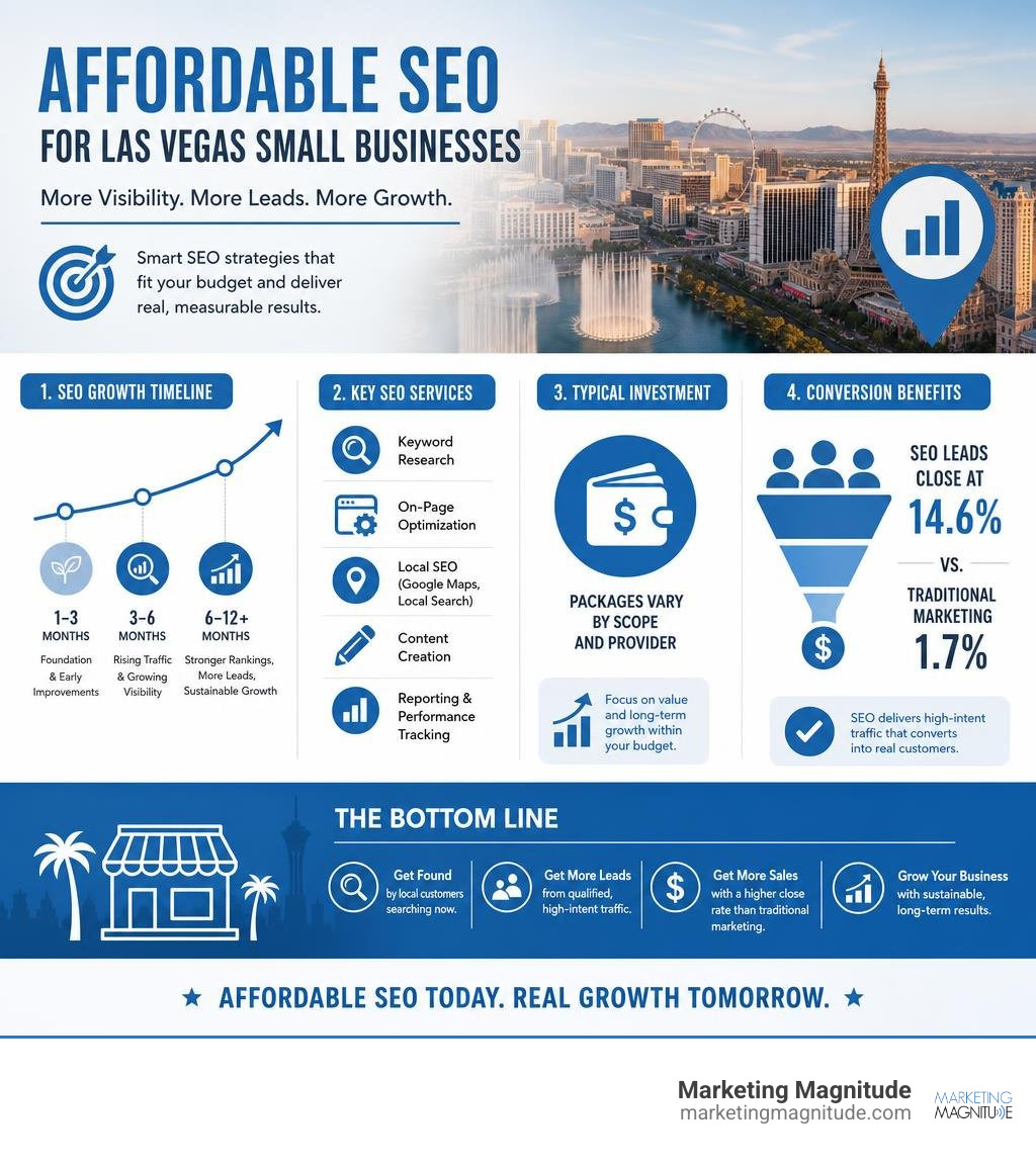 Infographic showing SEO growth timeline, key services, costs, and conversion benefits for Las Vegas small businesses Infographic showing SEO growth timeline, key services, costs, and conversion benefits for Las Vegas small businesses