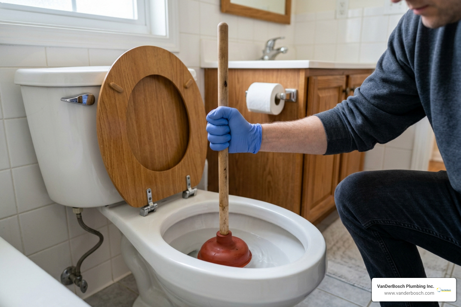 How to position a flange plunger in a toilet bowl