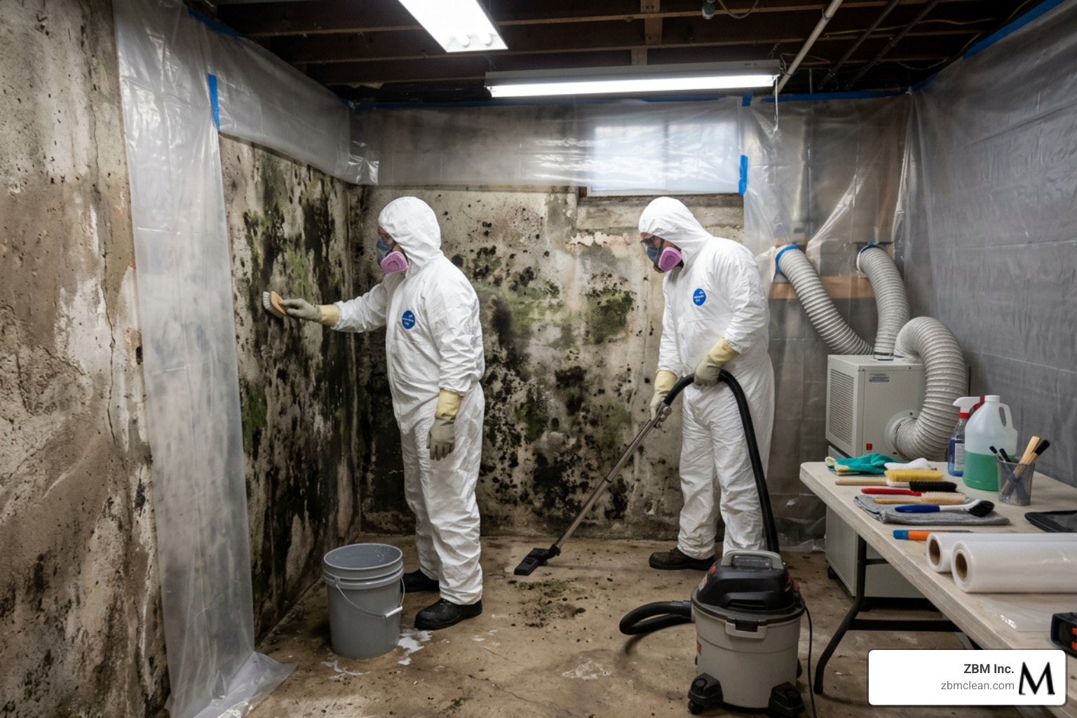 mold inspection in a damp basement