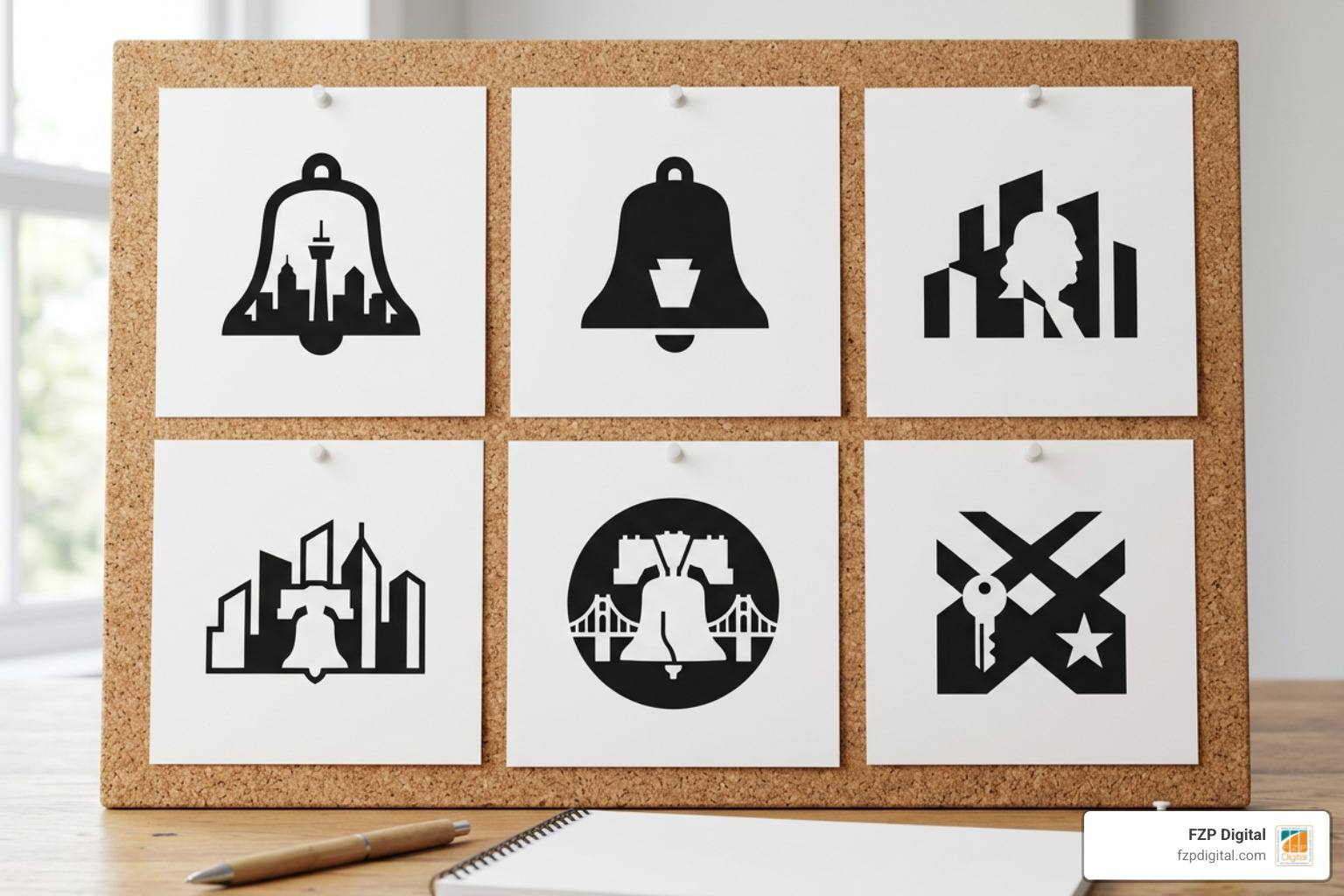 negative space logo design concepts featuring Philadelphia elements negative space logo design concepts featuring Philadelphia elements
