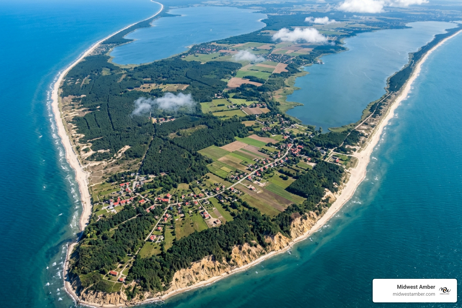A map of the Baltic Sea coast highlighting the primary amber-bearing regions