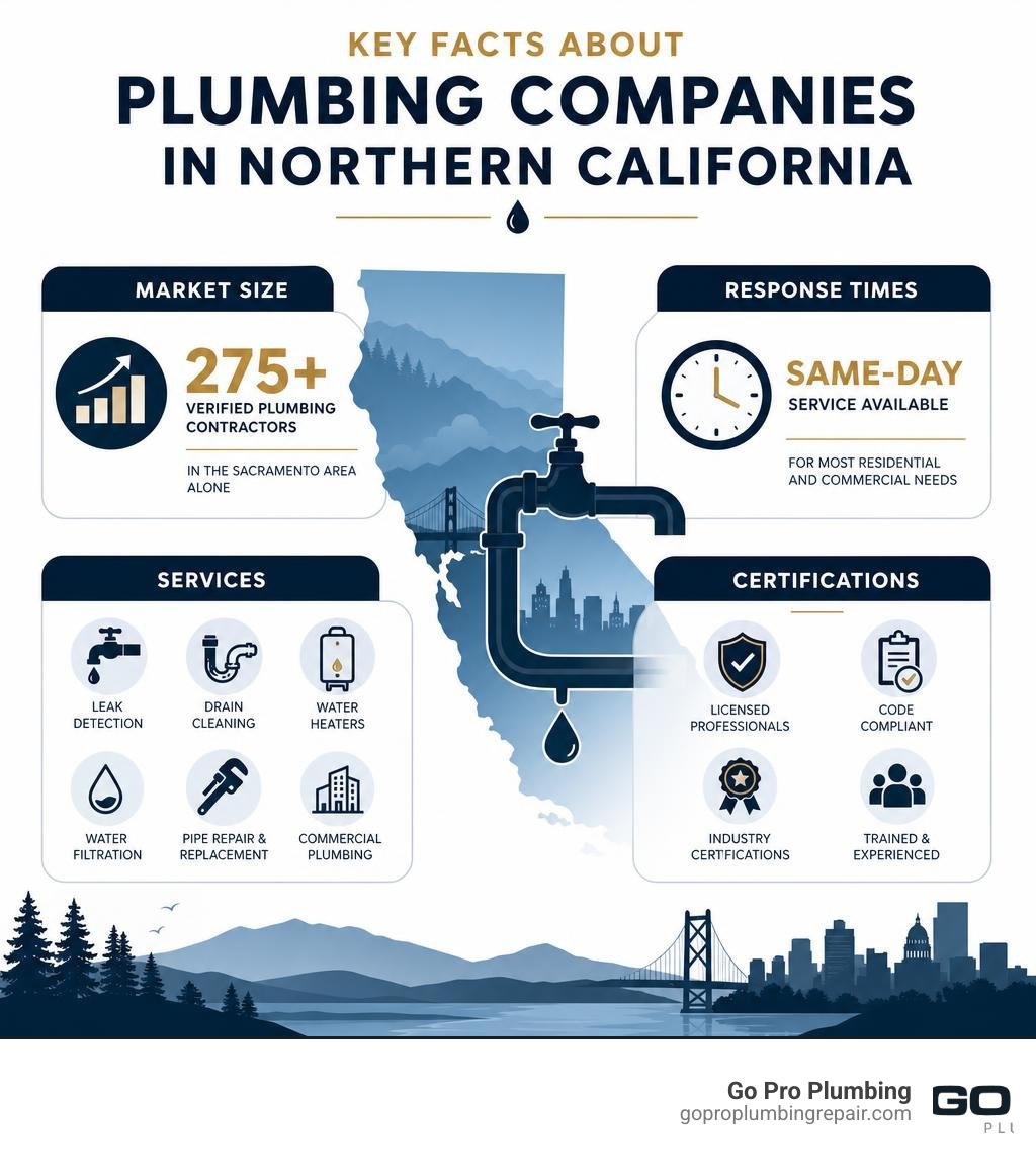 Key facts about plumbing companies in Northern California: market size, response times, services, and certifications