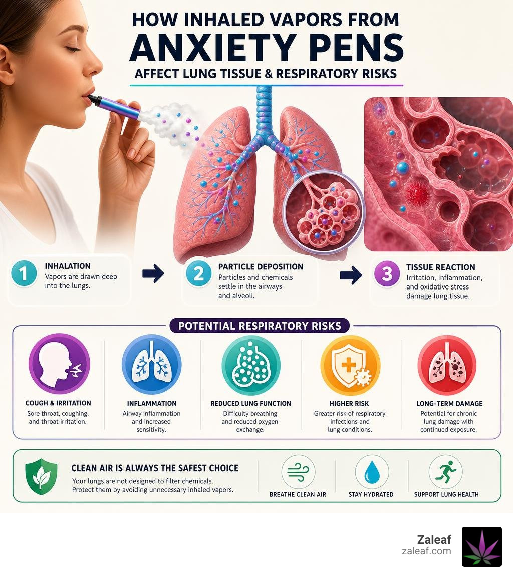 infographic showing how inhaled vapors from anxiety pens affect lung tissue and respiratory risks infographic infographic showing how inhaled vapors from anxiety pens affect lung tissue and respiratory risks infographic
