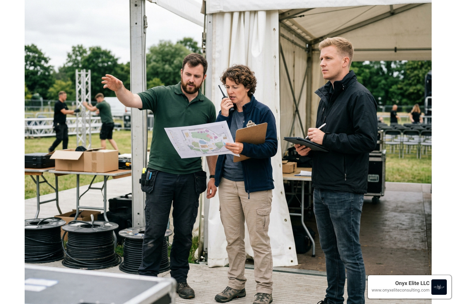 event coordinators managing logistics on-site