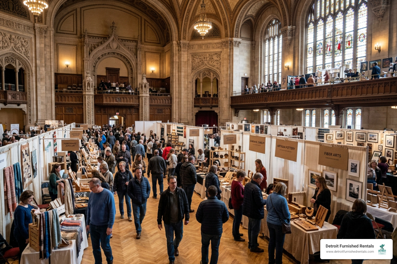 Historic Masonic Temple interior during a craft show
