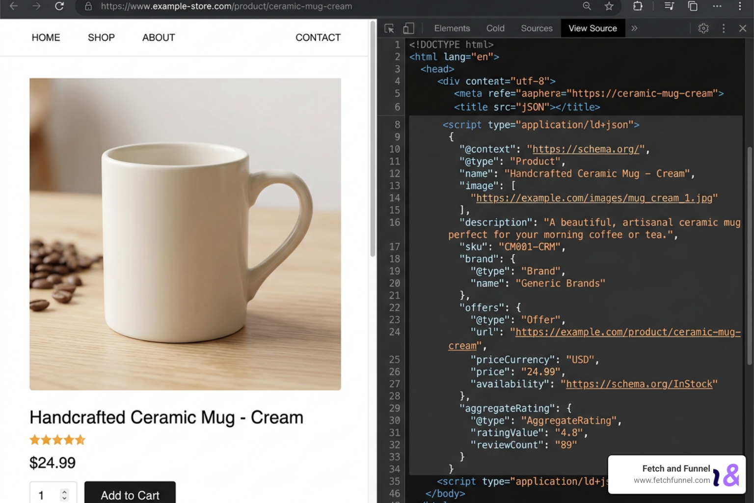 Structured data schema markup on a product page Structured data schema markup on a product page