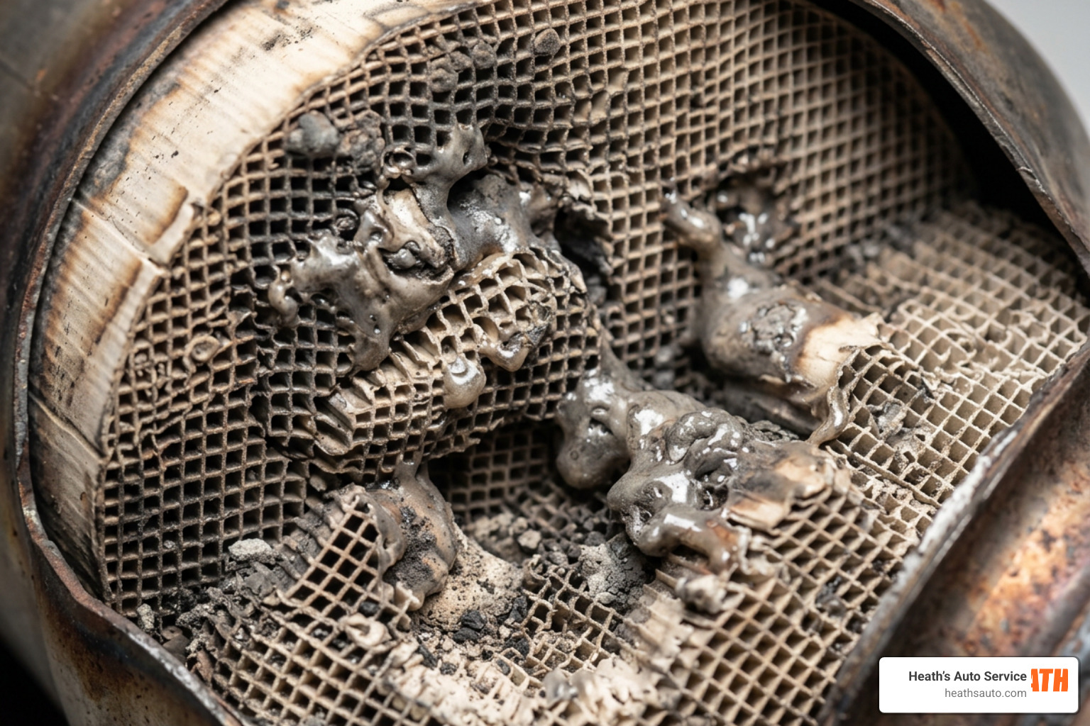 damaged catalytic converter honeycomb
