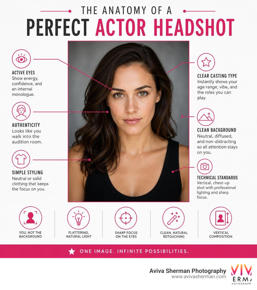 anatomy of a perfect actor headshot infographic