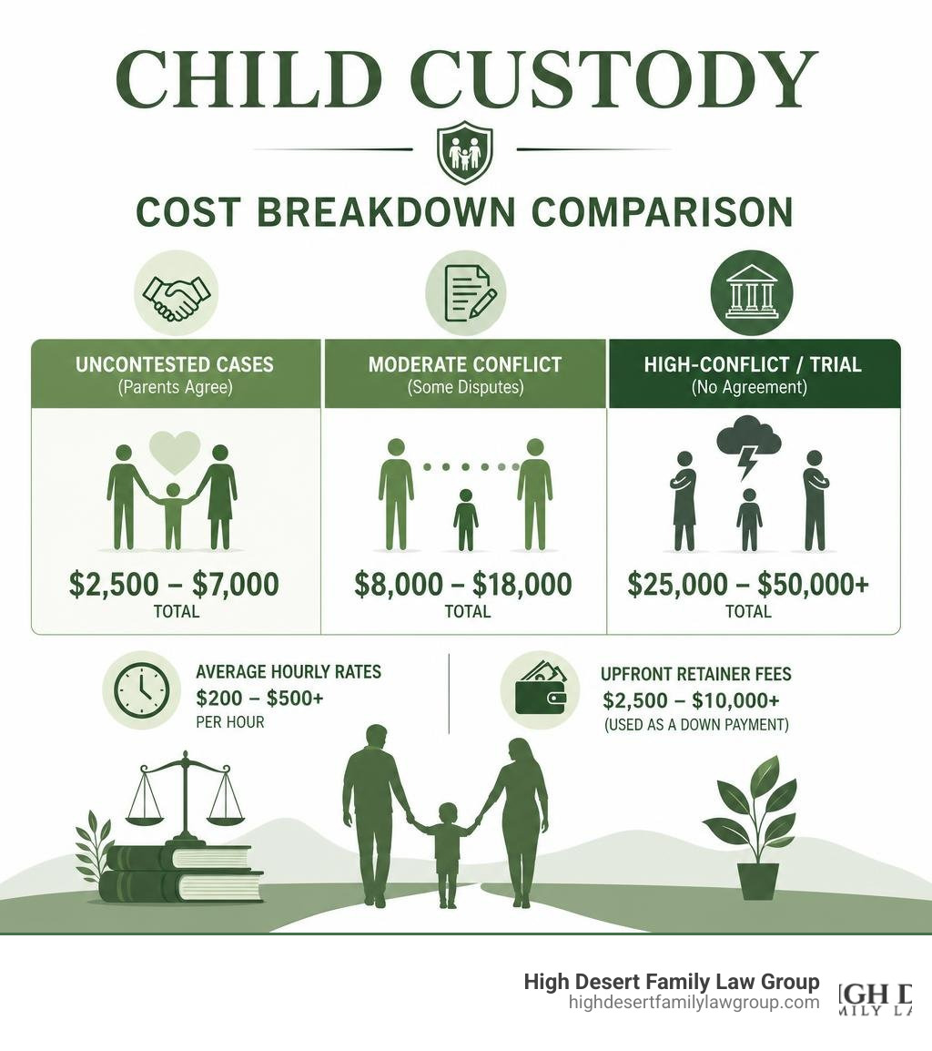Child custody cost breakdown comparison infographic Child custody cost breakdown comparison infographic