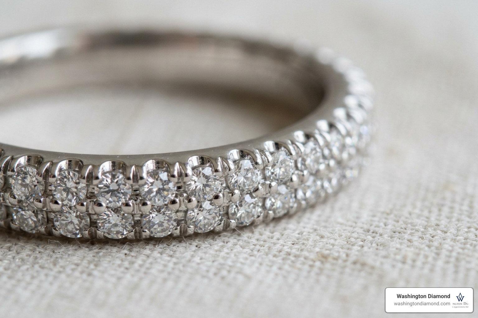 Close-up of a micro pave setting showing microscopic metal prongs holding tiny diamonds Close-up of a micro pave setting showing microscopic metal prongs holding tiny diamonds