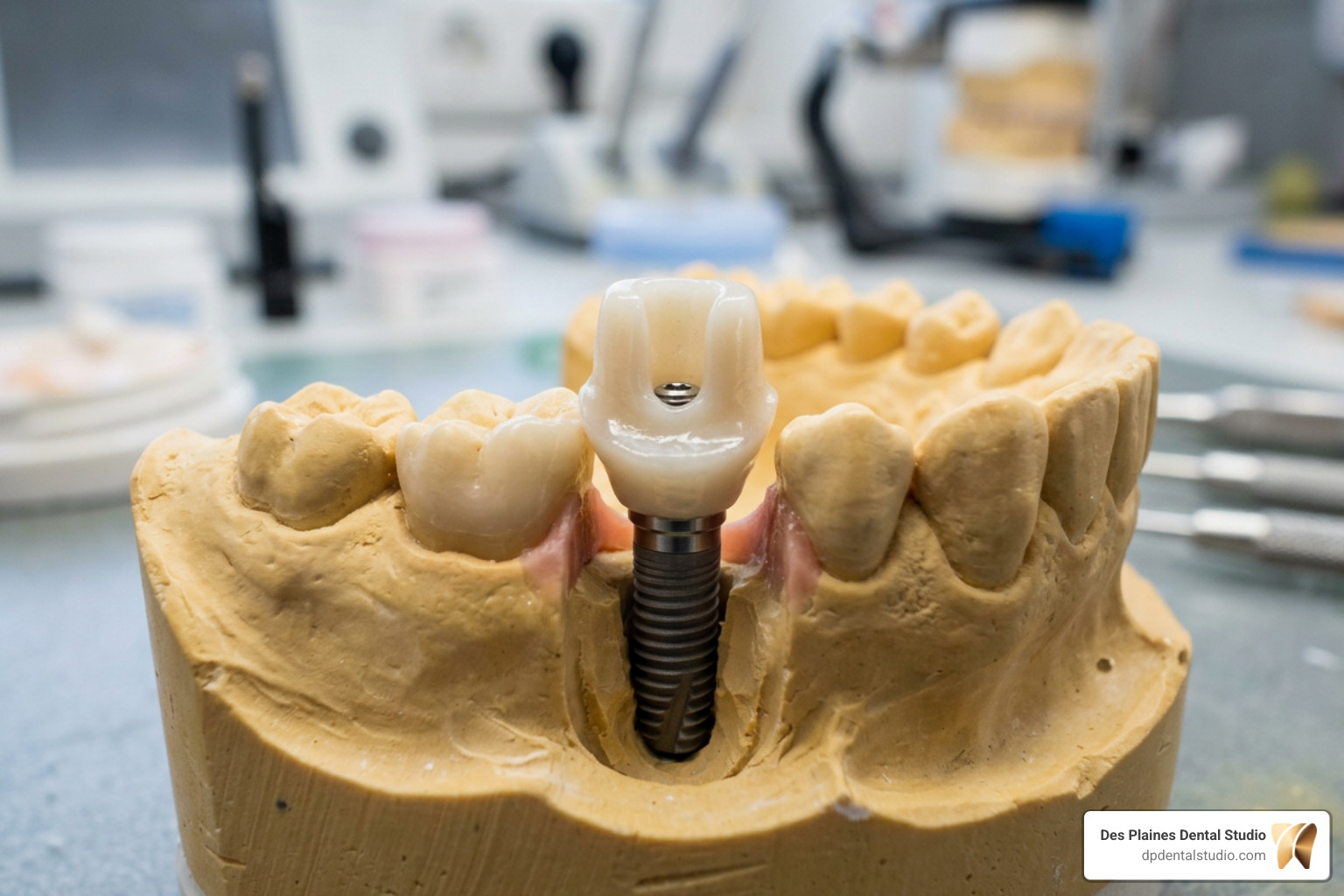 custom zirconia abutment on a model custom zirconia abutment on a model