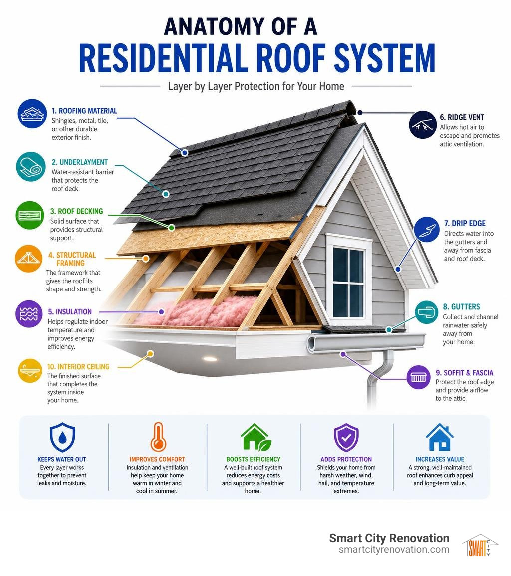anatomy of a residential roof system infographic infographic