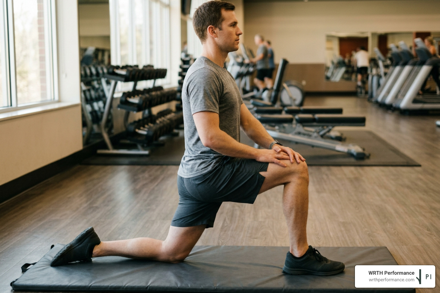 Kneeling hip flexor stretch post-workout Kneeling hip flexor stretch post-workout