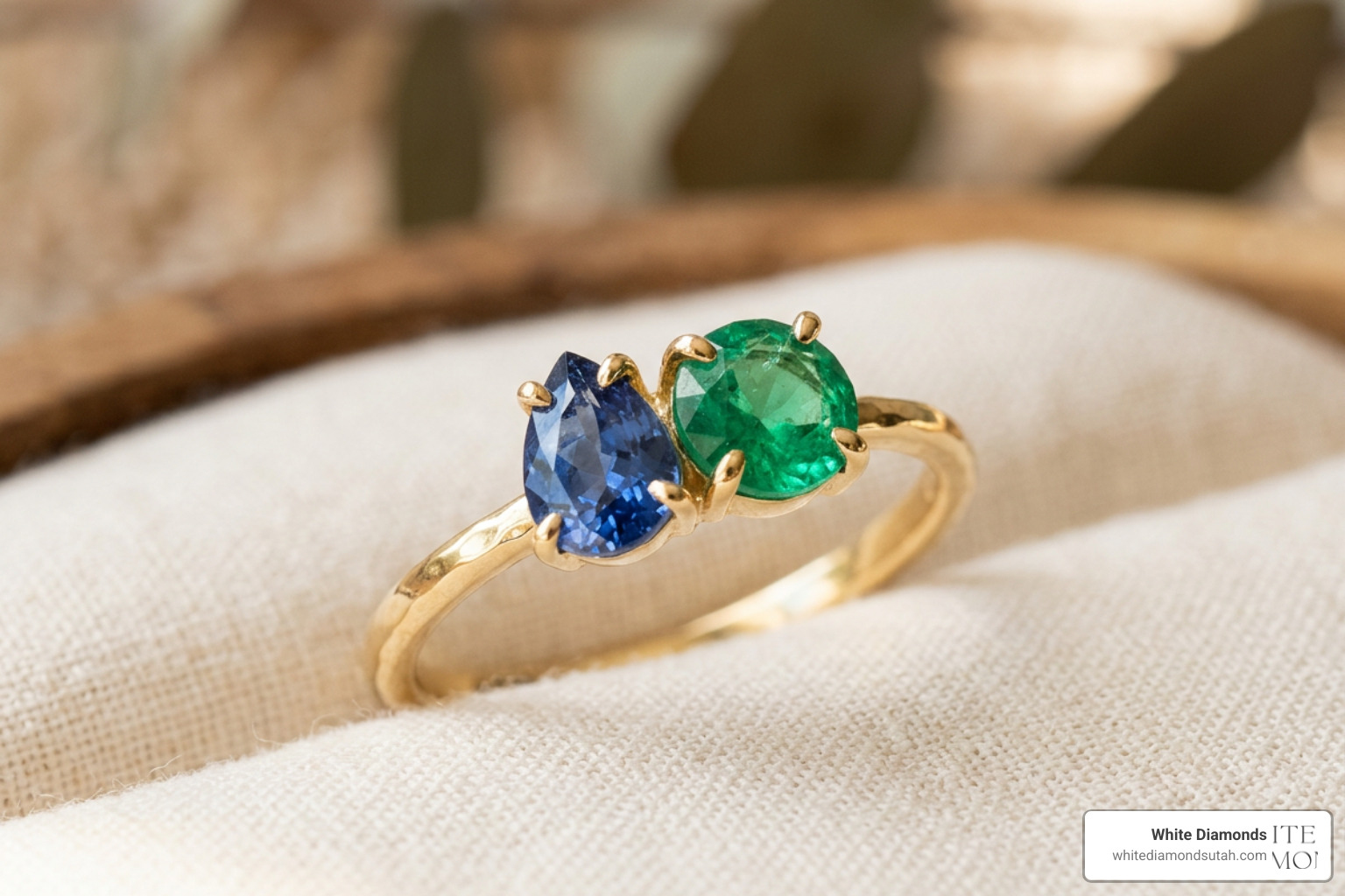 A stunning Toi et Moi style ring featuring two contrasting birthstones A stunning Toi et Moi style ring featuring two contrasting birthstones