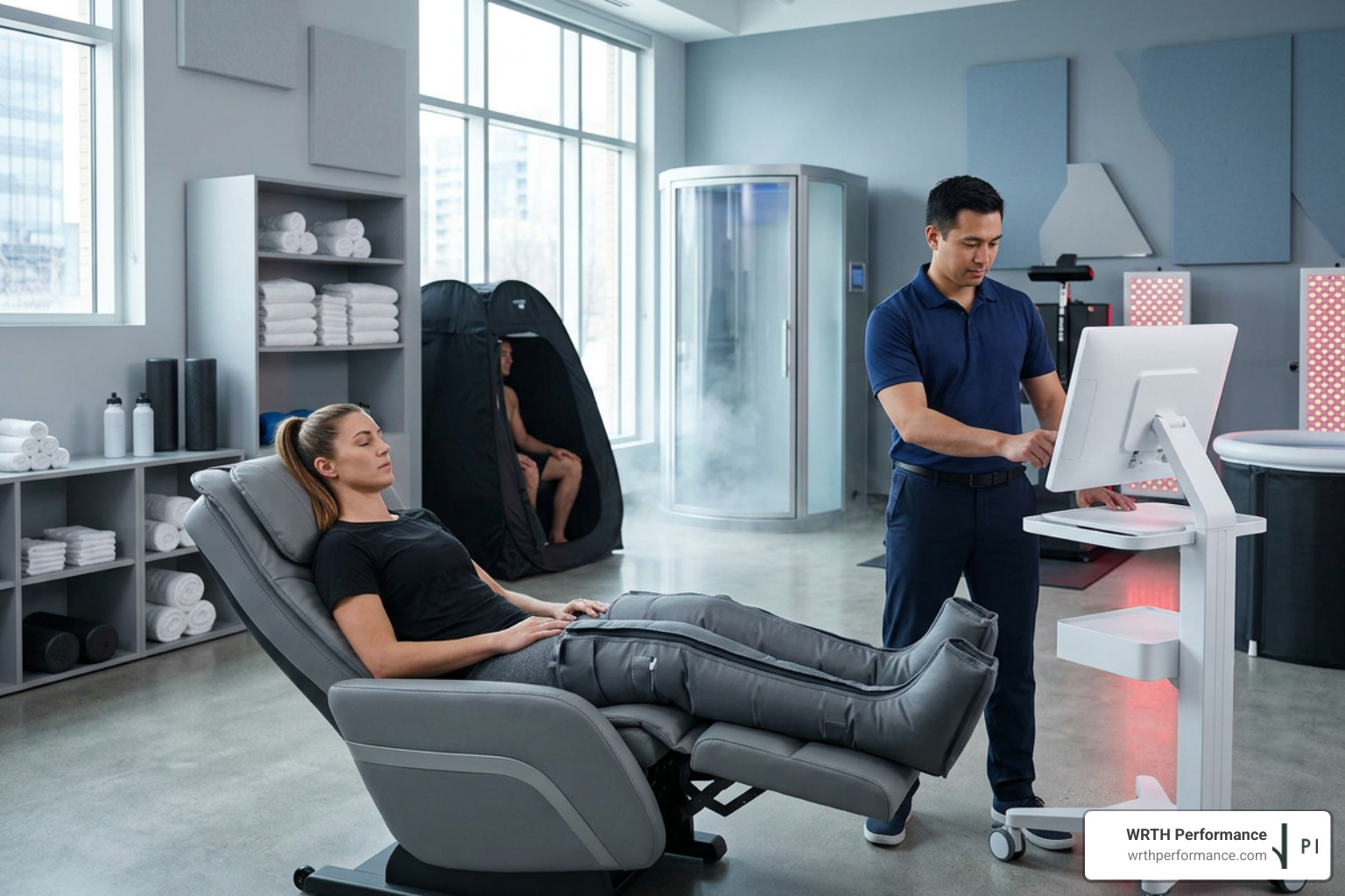A state-of-the-art recovery suite featuring modern wellness technology A state-of-the-art recovery suite featuring modern wellness technology