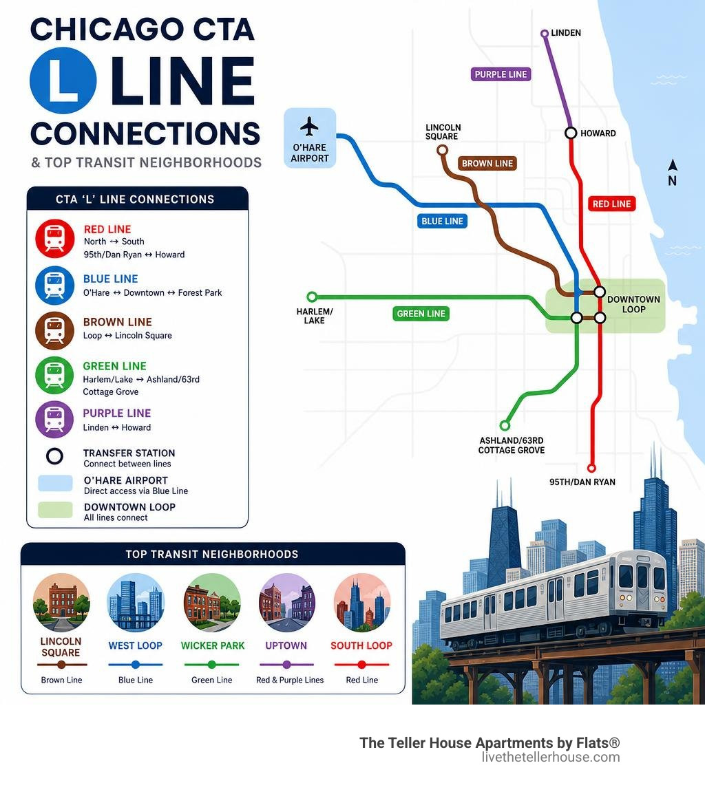 Chicago CTA L line connections and top transit neighborhoods infographic infographic Chicago CTA L line connections and top transit neighborhoods infographic infographic