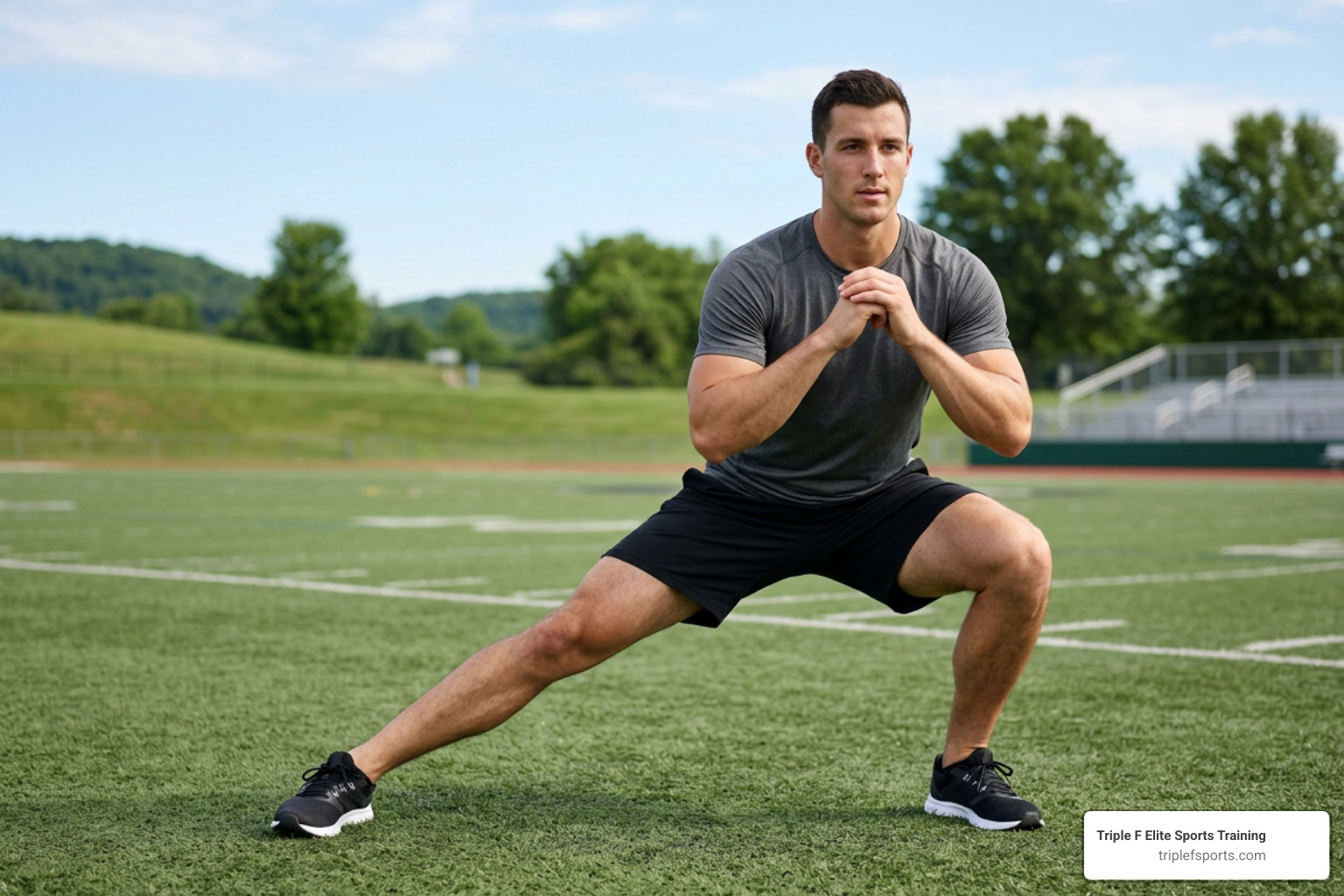 Athlete performing lateral lunges with correct form Athlete performing lateral lunges with correct form