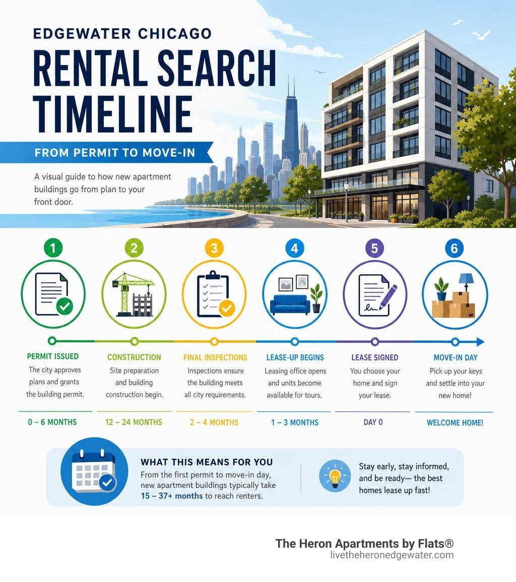 Edgewater Chicago rental search timeline from permit to move-in infographic infographic