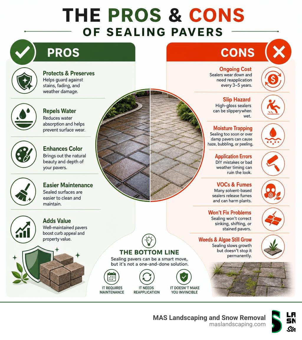 Pros and cons of sealing pavers infographic overview infographic Pros and cons of sealing pavers infographic overview infographic