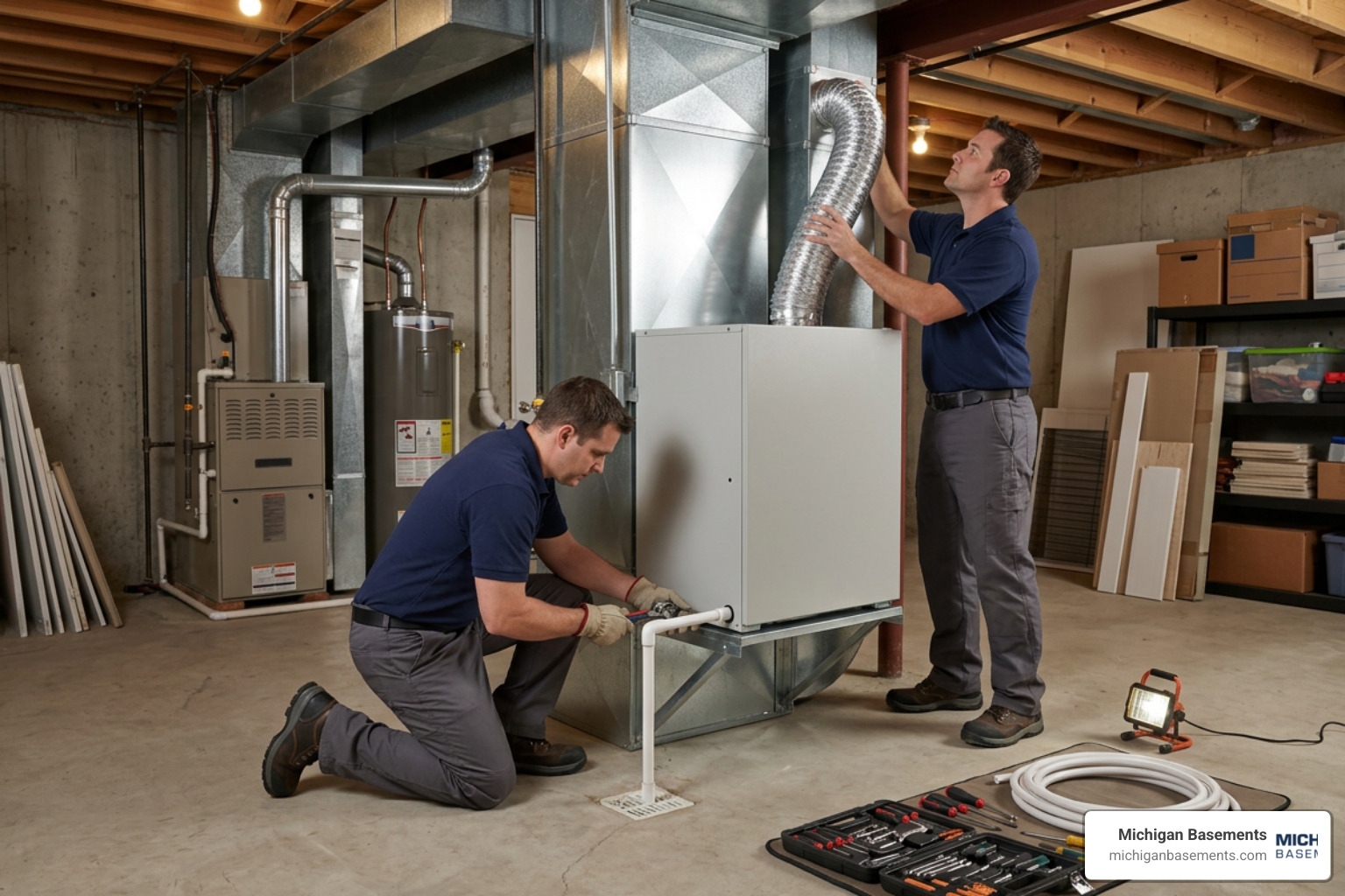 whole-home basement dehumidifier system installation