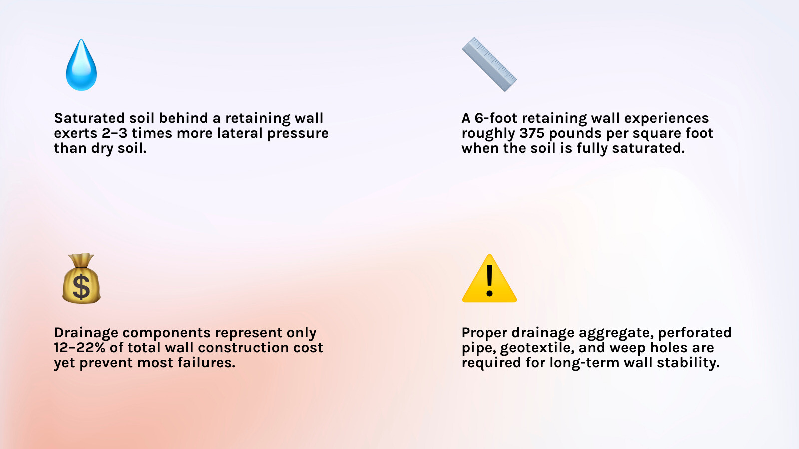 Retaining wall drainage failure vs success cross-section infographic infographic Retaining wall drainage failure vs success cross-section infographic infographic