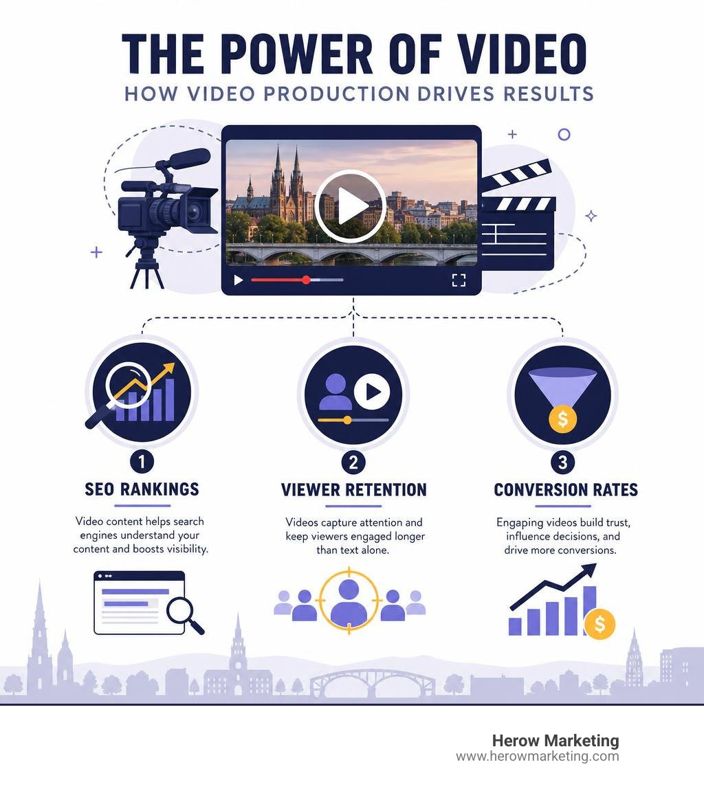 Infographic showing how video production impacts SEO rankings, viewer retention, and conversion rates infographic Infographic showing how video production impacts SEO rankings, viewer retention, and conversion rates infographic